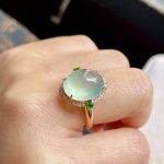 Ice Glass Jadeite Qingshui Ring with Gold and Diamonds - Image 6