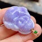 Icy Violet Jade Buddha Pendant with Gold Clasp - Image 3