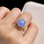 Icy Violet Jadeite Ring with Gold and Diamonds - Image 4