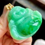 Icy Jade Buddha Pendant with a Gold Buckle - Image 2