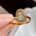 Icy Qingshui Jade Gourd Ring with Gold and Diamonds - Image 5