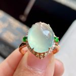 Ice Glass Jadeite Qingshui Ring with Gold and Diamonds - Image 2