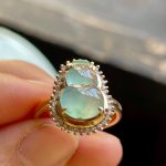Icy Qingshui Jade Gourd Ring with Gold and Diamonds - Image 4
