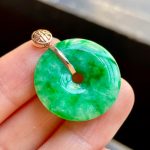Icy Jadeite Peaceful Buckle Pendant (Gold Buckle) - Image 2