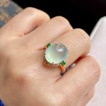 Ice Glass Jadeite Qingshui Ring with Gold and Diamonds - Image 4