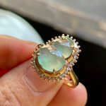 Icy Qingshui Jade Gourd Ring with Gold and Diamonds - Image 3