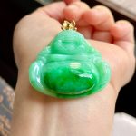 Icy Jade Buddha Pendant with a Gold Buckle - Image 3