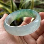 Icy Green Flower Jadeite Imperial Concubine Bracelet (54.9-49.2mm) - Image 5