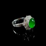 18K Gold Diamond Ring with Ice Sun Green Jadeite - Image 3