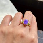 Icy Violet Jadeite Ring with Gold and Diamonds - Image 3