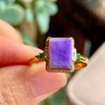 Icy Violet Jadeite Ring with Gold and Diamonds