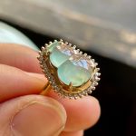 Icy Qingshui Jade Gourd Ring with Gold and Diamonds - Image 2