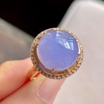 Icy Violet Jadeite Ring with Gold and Diamonds - Image 3