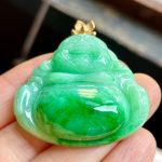 Icy Jade Buddha Pendant with a Gold Buckle