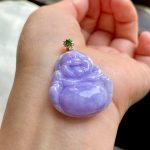 Icy Violet Jade Buddha Pendant with Gold Clasp - Image 4