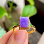 Icy Violet Jadeite Ring with Gold and Diamonds - Image 5