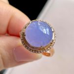 Icy Violet Jadeite Ring with Gold and Diamonds - Image 2