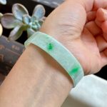 White-Based Green Jade Square Bracelet (56.5mm) - Image 3