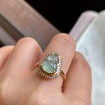 Icy Qingshui Jade Gourd Ring with Gold and Diamonds - Image 6