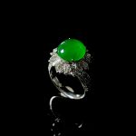 18K Gold Diamond Ring with Ice Sun Green Jadeite - Image 4