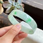 White-Based Green Jade Square Bracelet (56.5mm) - Image 2