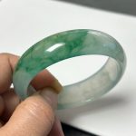 Icy Green Flower Jadeite Imperial Concubine Bracelet (54.9-49.2mm)