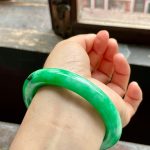 Glutinous Ice Green Round Jade Bracelet (54.1mm) - Image 2