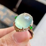 Ice Glass Jadeite Qingshui Ring with Gold and Diamonds - Image 5