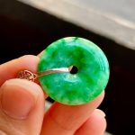 Icy Jadeite Peaceful Buckle Pendant (Gold Buckle) - Image 5